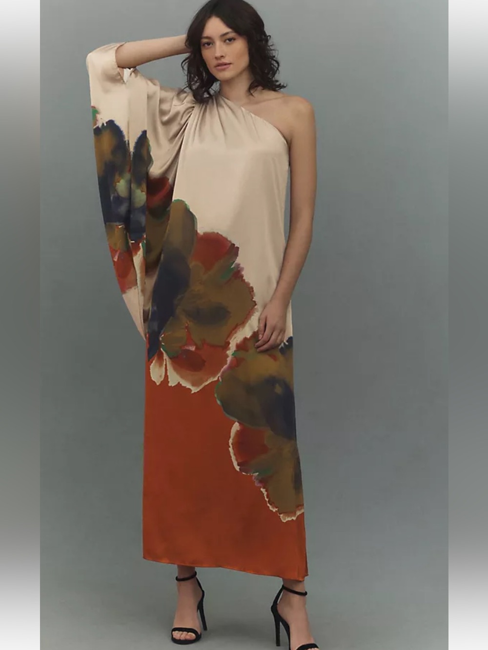 Hutch Women's Column Satin Maxi Dress off shoulder M $298 new w/tags Anthro
